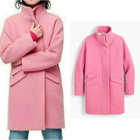 J.Crew Cocoon Bubblegum Pink Italian Stadium Cloth Wool Coat - Picture 1 of 11